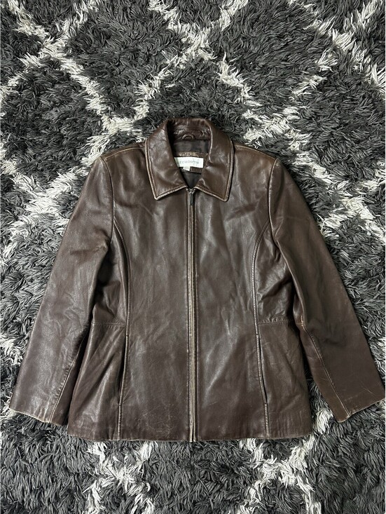 Liz Claiborne Jackets & Blazers - Liz Claiborne Womens XL Brown Genuine Leather Full Zip Jacket Coat Outerwear